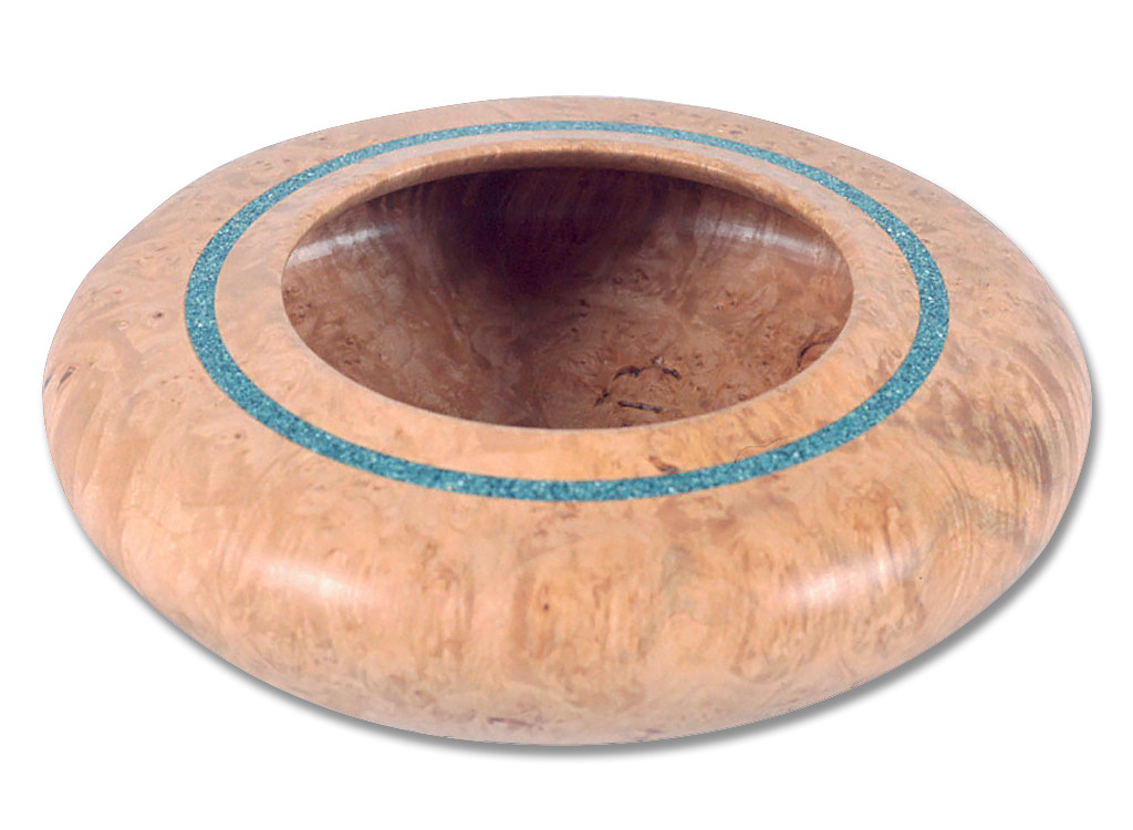A turned bowl with a band of Inlace turquoise.
