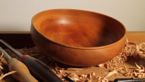 A calabash bowl sitting on a table.