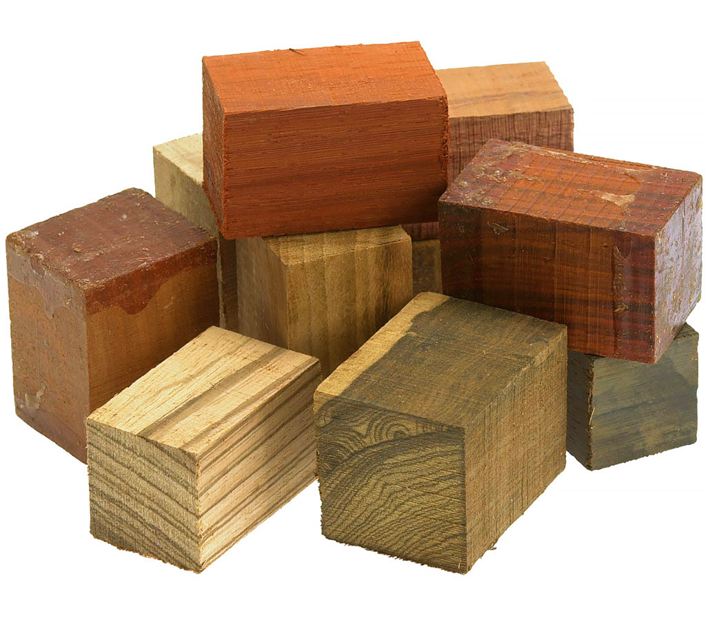 A pile of different species wood blanks.