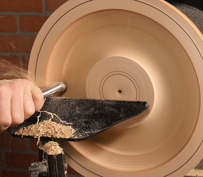 Removing material with a bowl gouge.