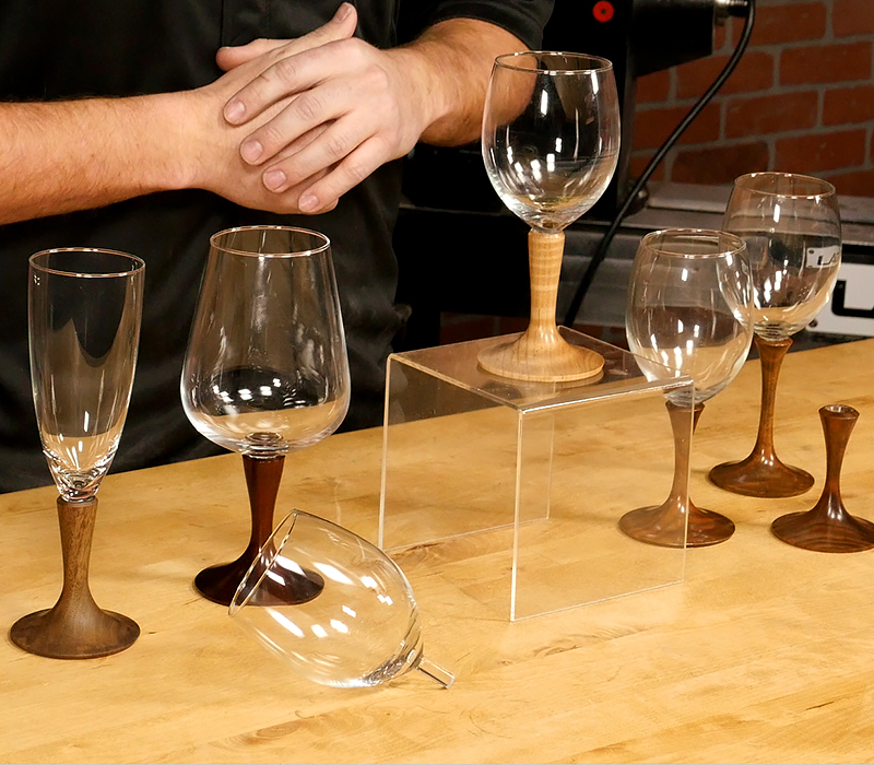 A group of different style wine glasses.
