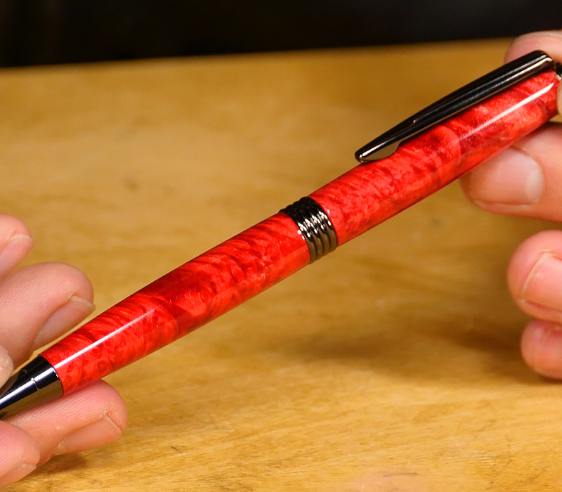 Showing the finished pen.