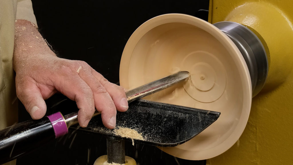 Turning the inside of a bowl.